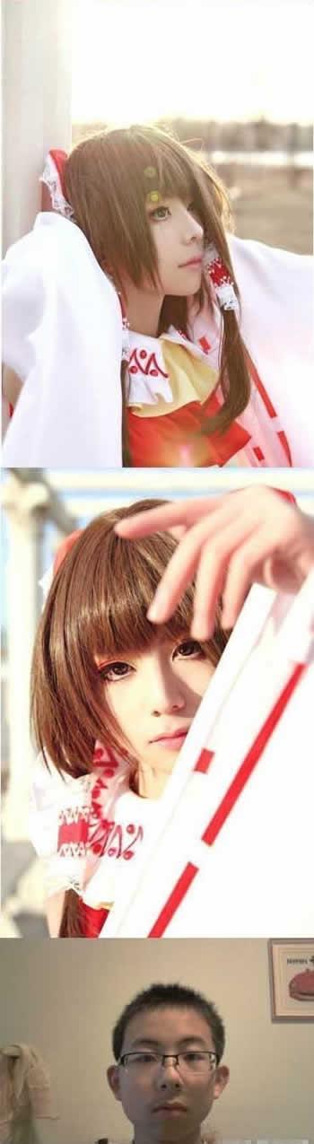 男孩CosPlay的博丽灵梦图2