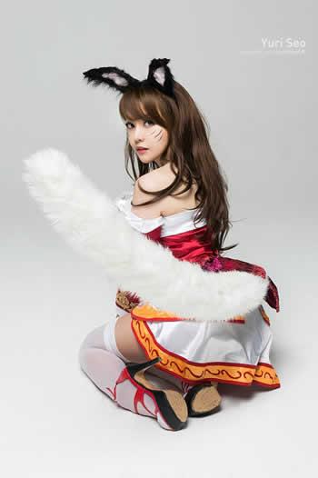 韩国萌妹纸Cosplay九尾妖狐背面正装照