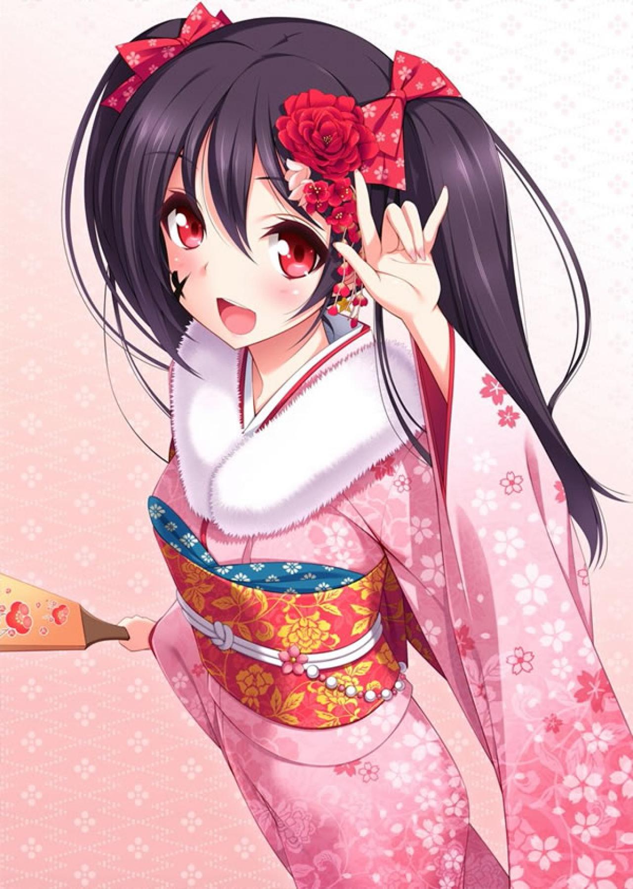 配图为Love Live中穿着粉色和服的妮可