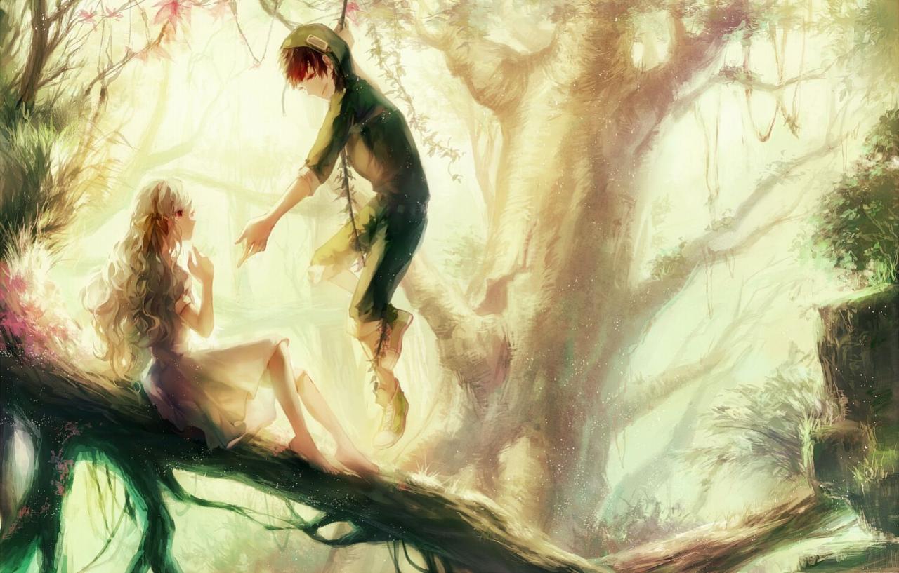 茉莉和seto在森林里，seto邀请茉莉一起荡树藤