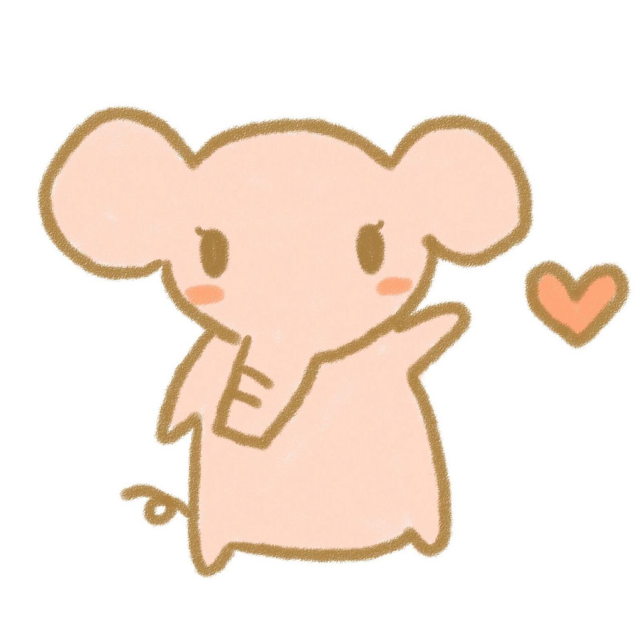 红色小象女生情侣头像