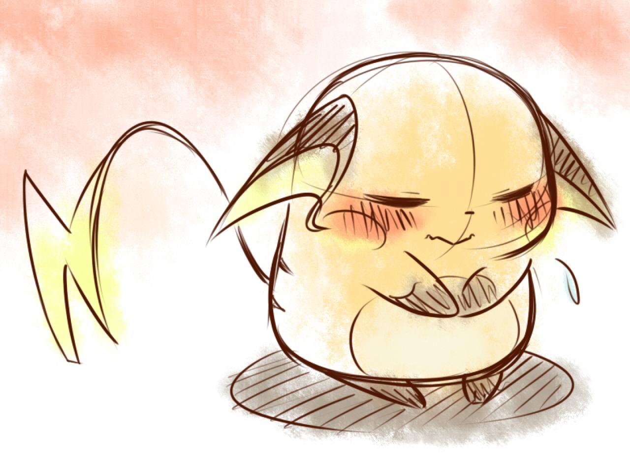 雷丘羞涩的捂着肚子的样子