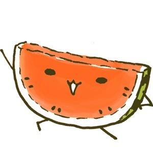 一半西瓜微笑的样子