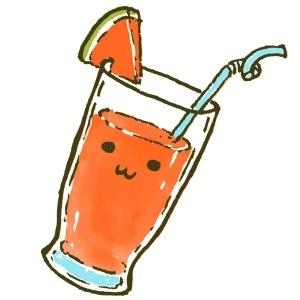 一杯西瓜汁和吸管