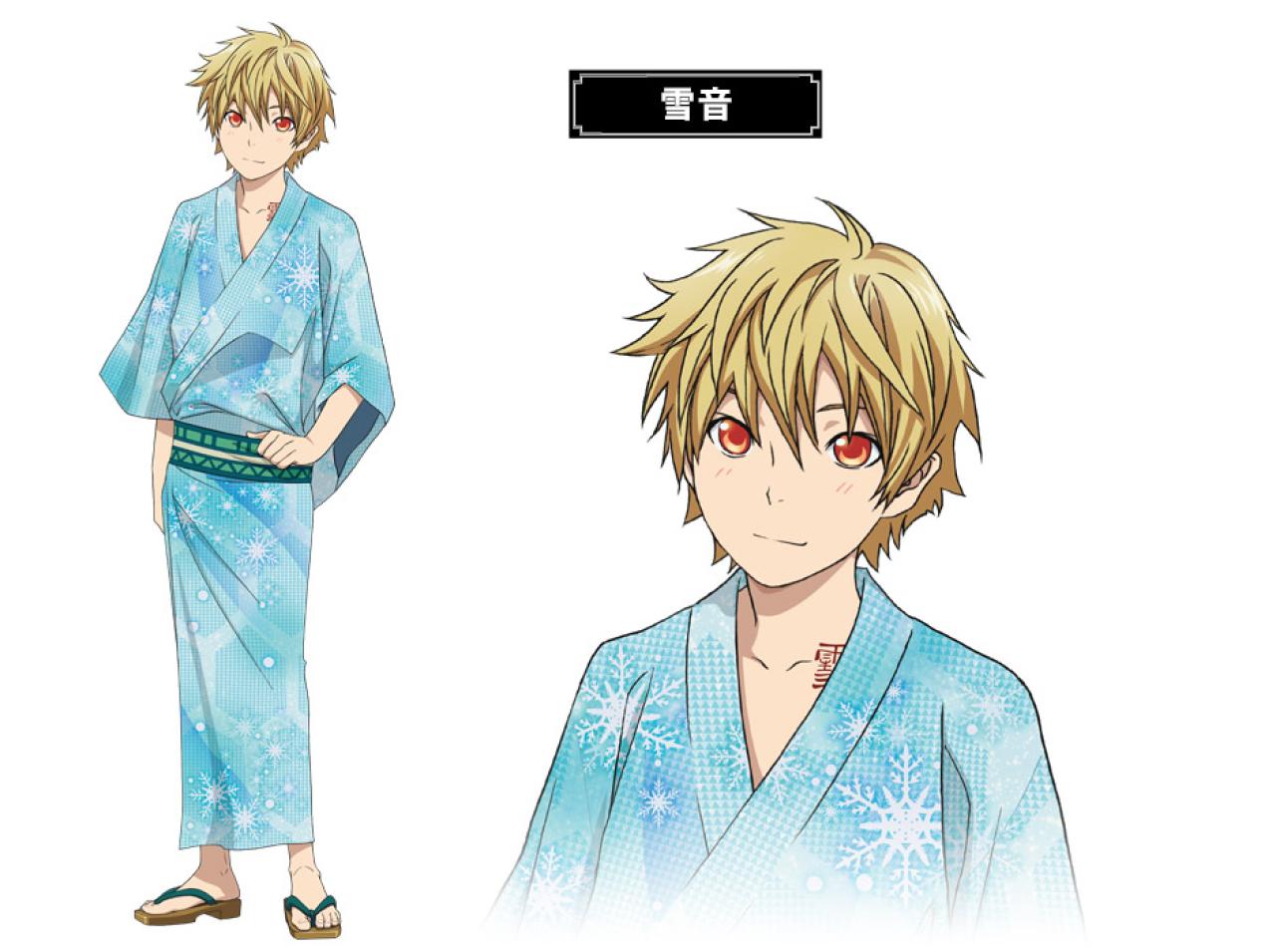 大江户温泉物语年轻男性蓝色雪花浴衣展示