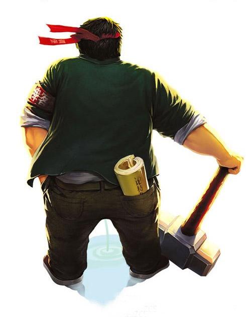 罗永浩拿着锤子的背影