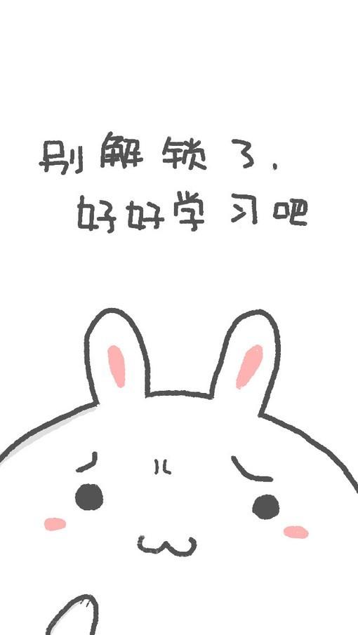 别解锁了，好好学习吧 兔子卖萌励志手机壁纸