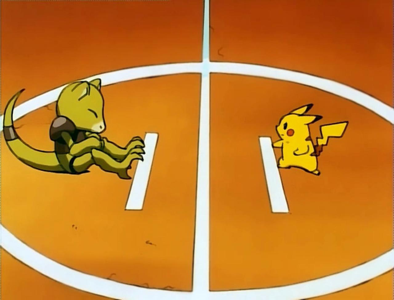 《神奇宝贝》中金黄市，皮卡丘与馆主娜姿的凯西对决