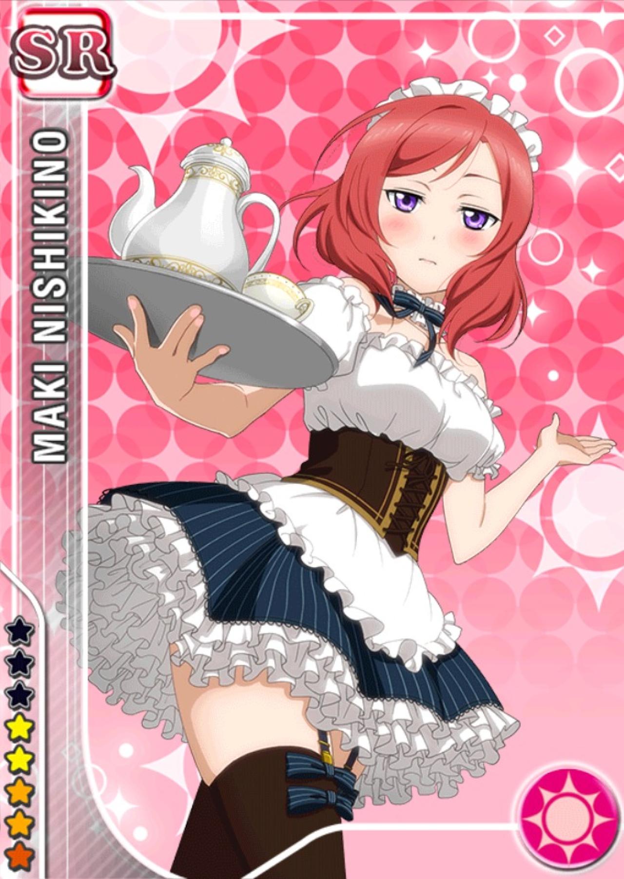 LoveLive!的SR卡牌西木野真姬穿着女仆装端着盘子的原图
