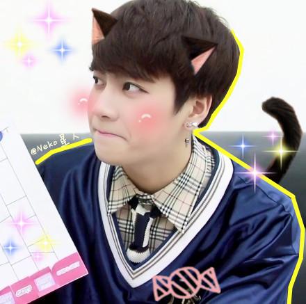 GOT7王嘉尔小猫耳朵和尾巴卖萌头像