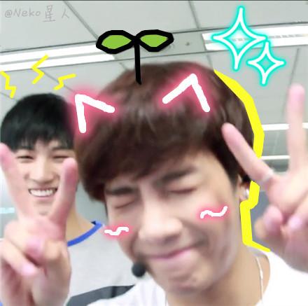 GOT7王嘉尔头上长着小草嘟嘴卖萌头像