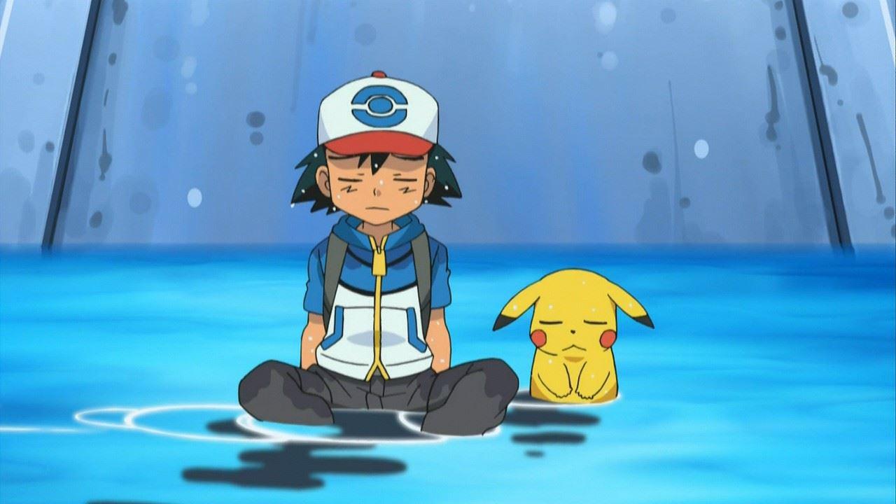 小智和皮卡丘都成了落汤鸡