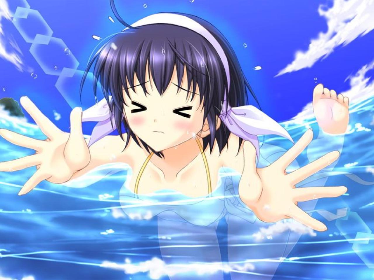 岛仓叶月学习游泳