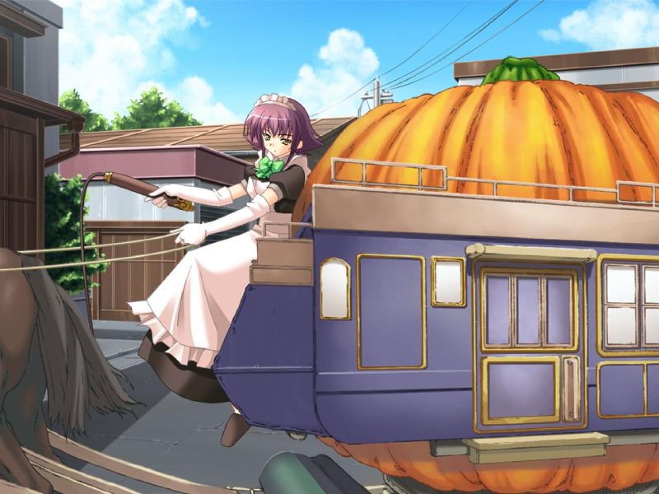 女仆かりん驾驶马车载着姫ノ宫深晴