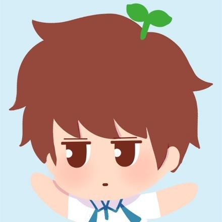 头上长着小草的王小明情侣头像（蓝色系）