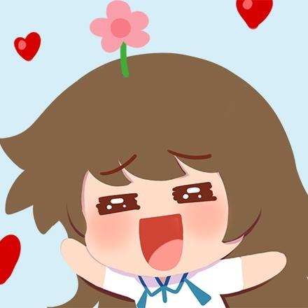 头上长着小花的妮玛情侣头像（蓝色系）