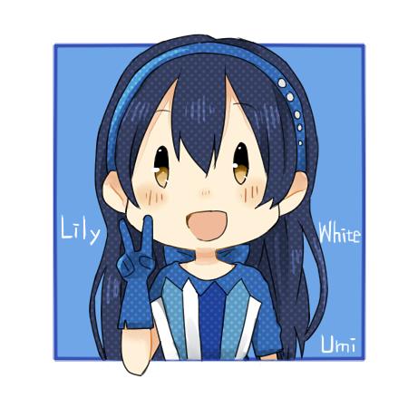 作剪刀手的园田海未蓝色打歌服头像