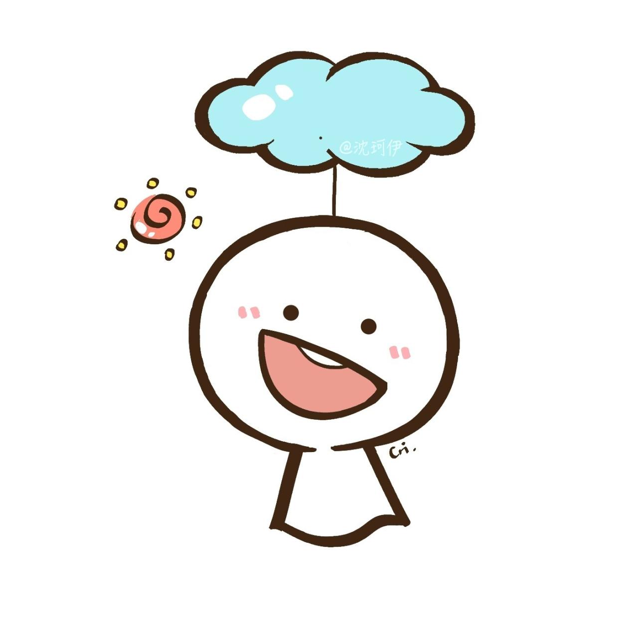 半张嘴巴的晴天娃娃头像（男）