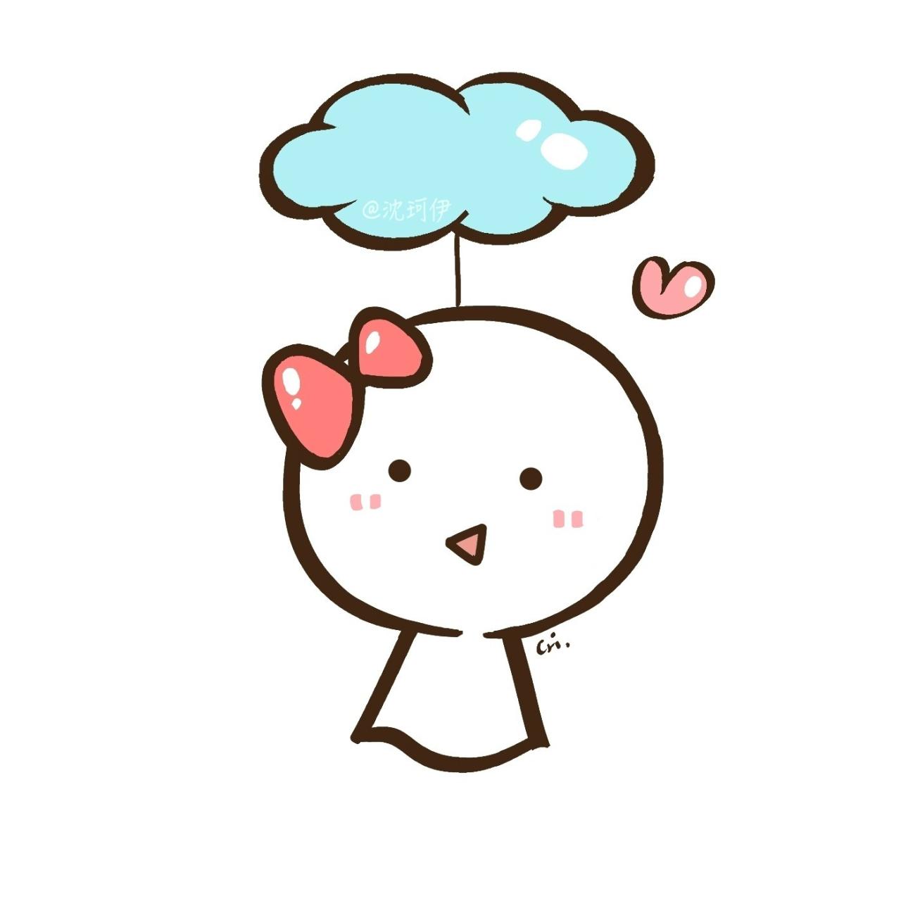 三角嘴巴的晴天娃娃头像（女）