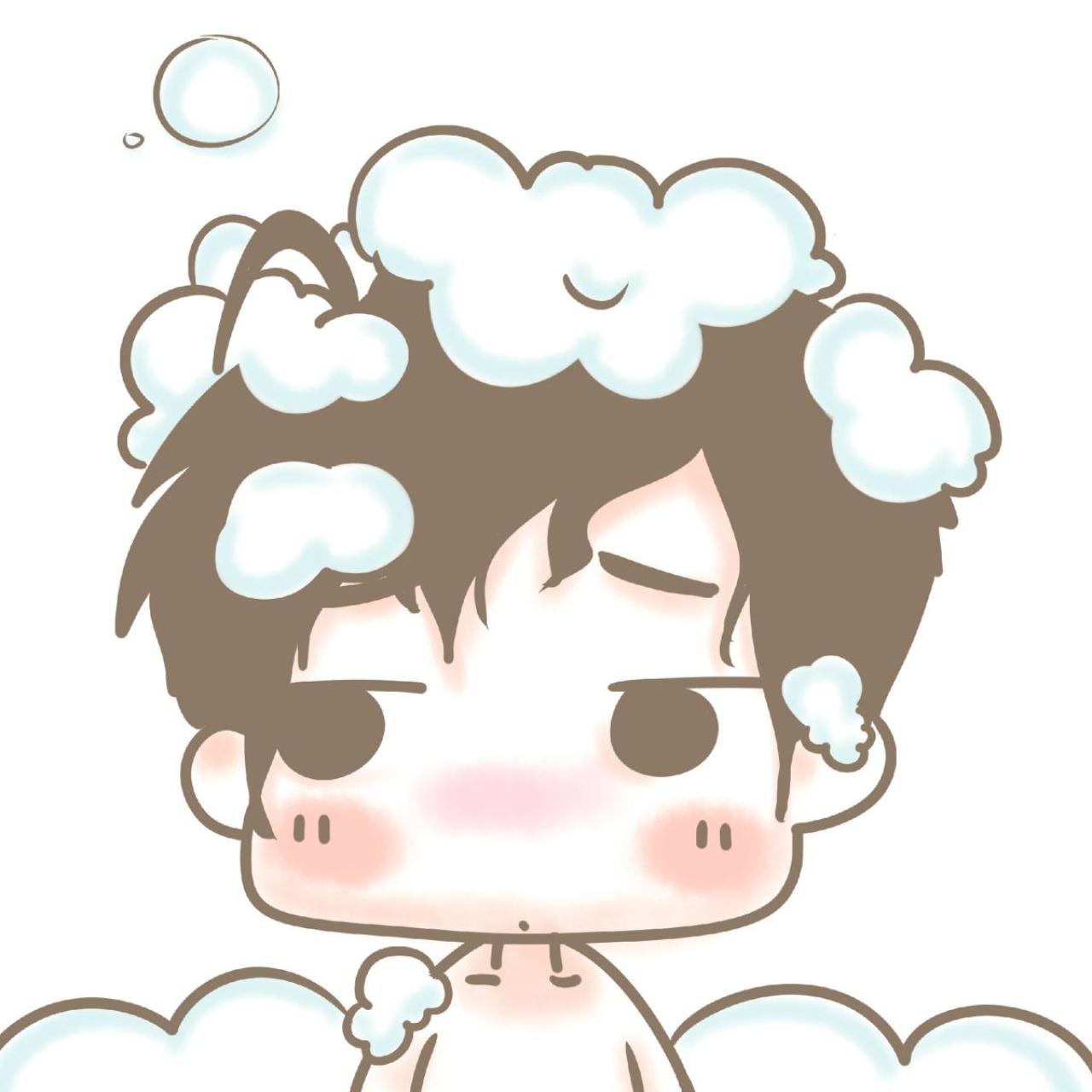 情侣男用：小男友洗澡，脑袋上都是泡沫头像