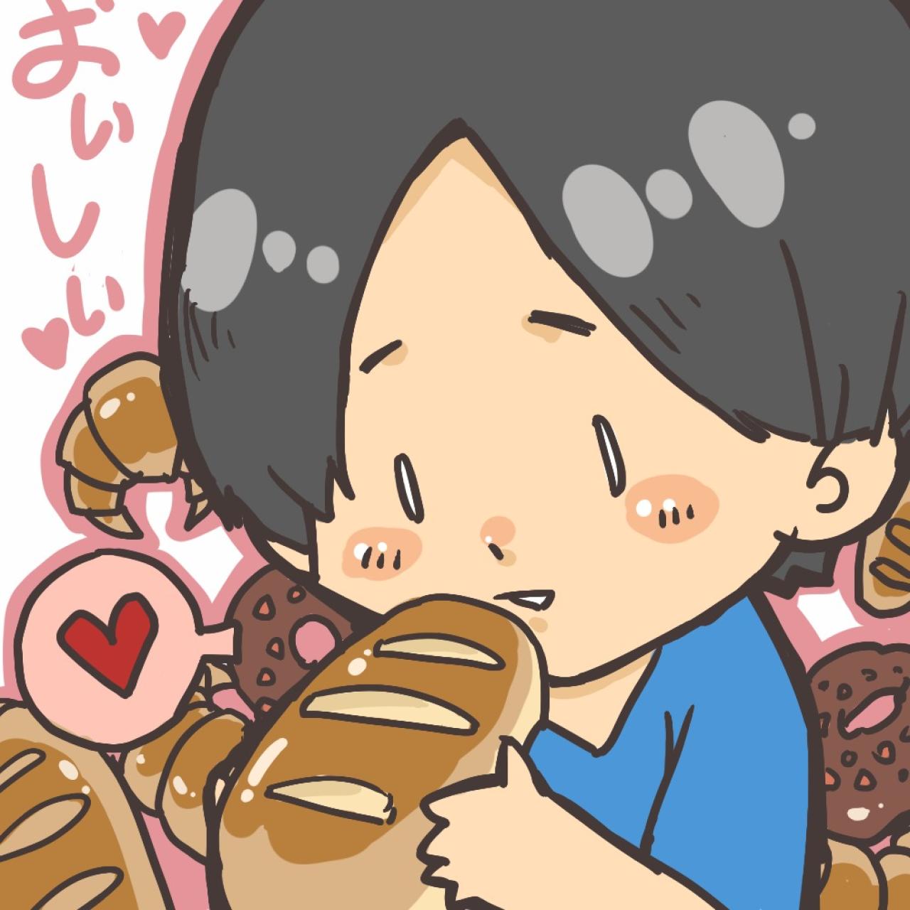 卡通智君开心地捧着长条面包头像