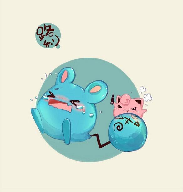 胖丁生气地在玛力露尾巴的球球上画鬼脸的头像：路利