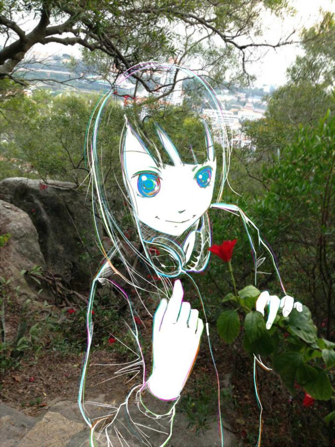 二次元女友捧着一枝小花