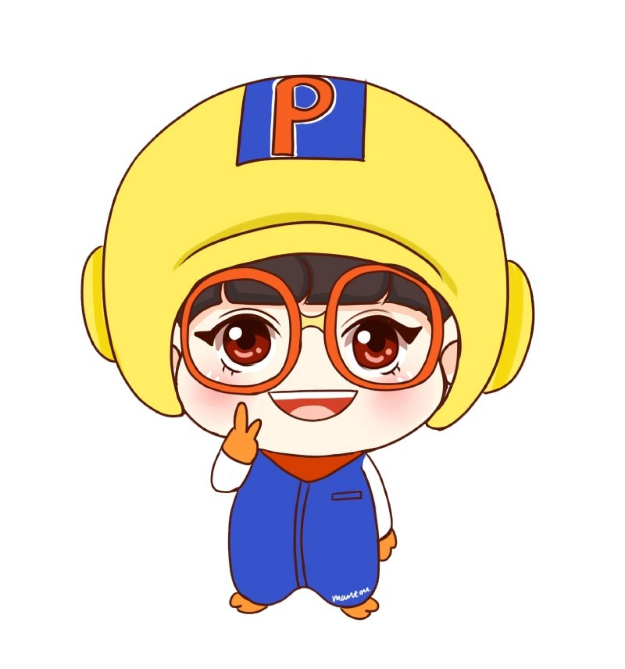 戴着字母P帽子和眼镜的小企鹅宝露露版朴灿烈头像