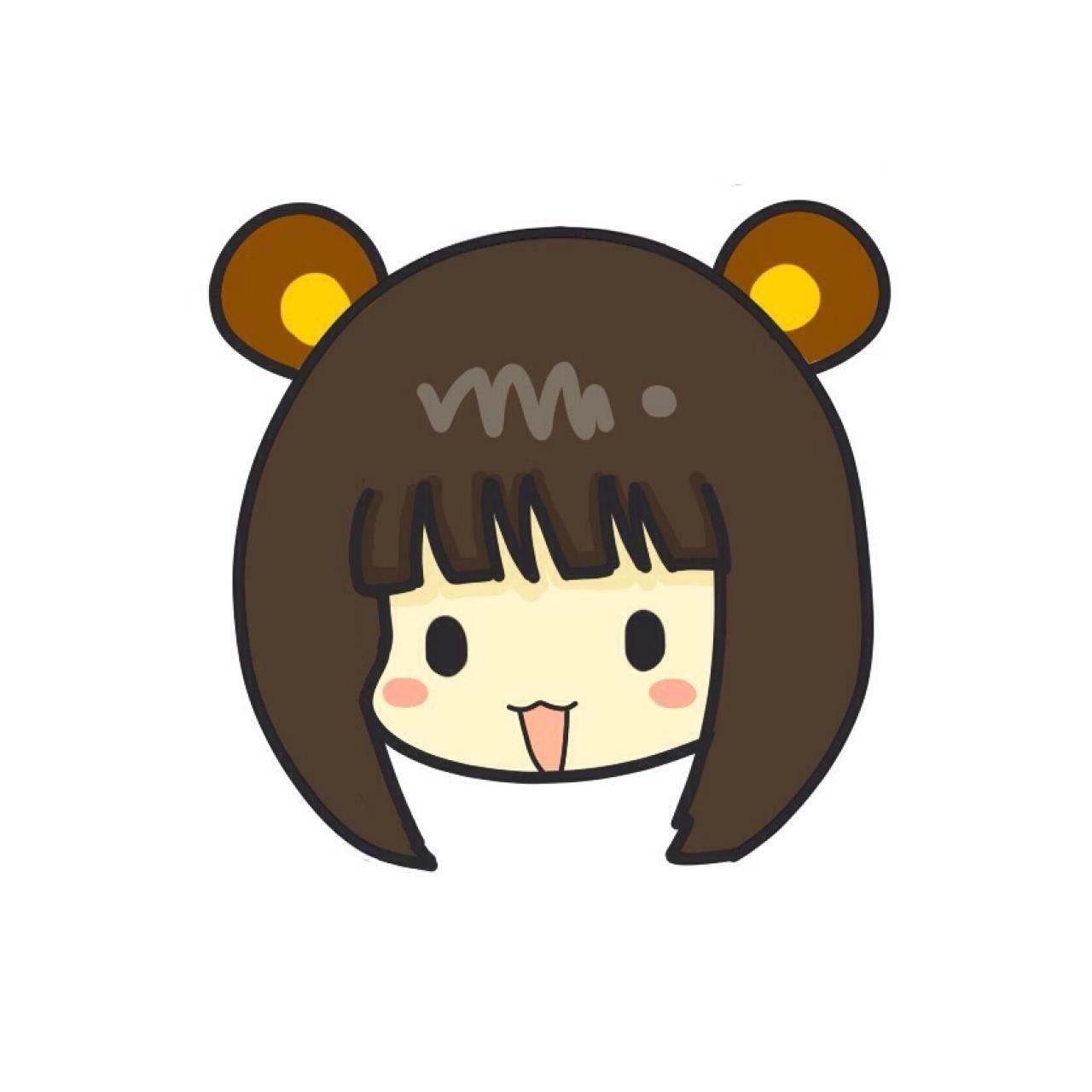 戴着熊耳朵的褐色短发女生头像