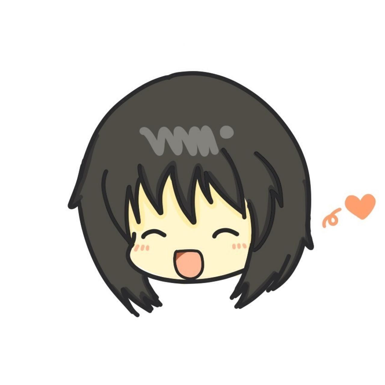 张着嘴开心笑的黑色短发女生头像