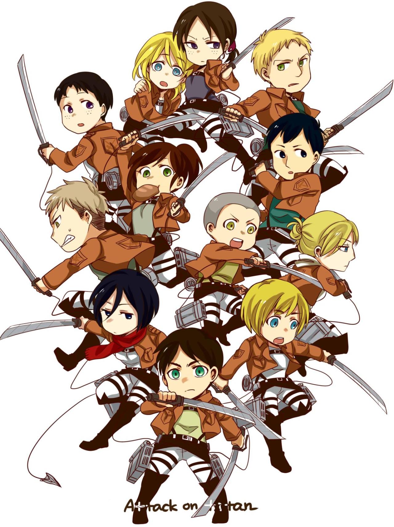 配图 动漫《进击的巨人》同人Q版绘图《Attack on titan》 画师：あたりめ P站ID：36852865