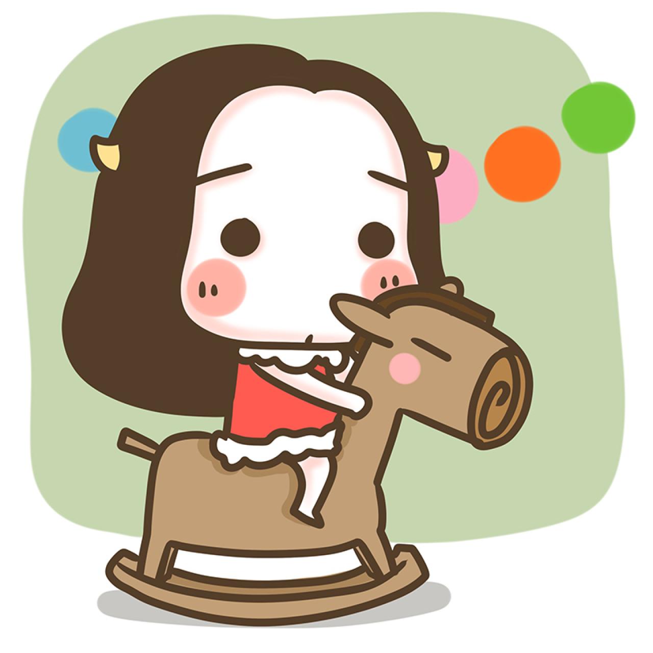 情侣头像女用：骑木马