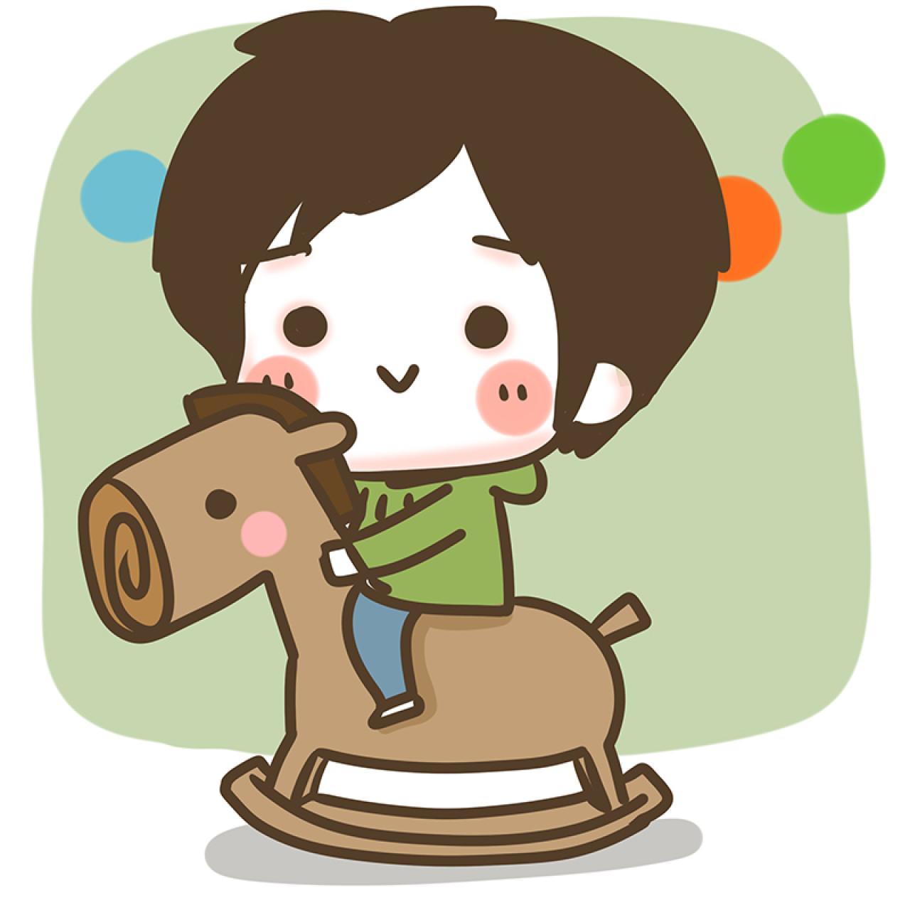 情侣头像男用：骑木马