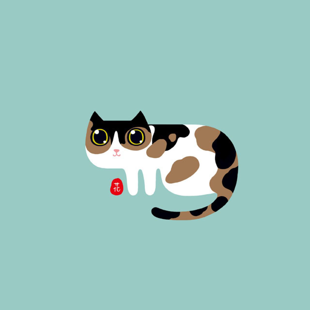 棕黑白三种颜色混搭的小猫咪头像