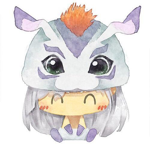 数码宝贝情侣头像女用：戴着哥玛兽帽子的女孩