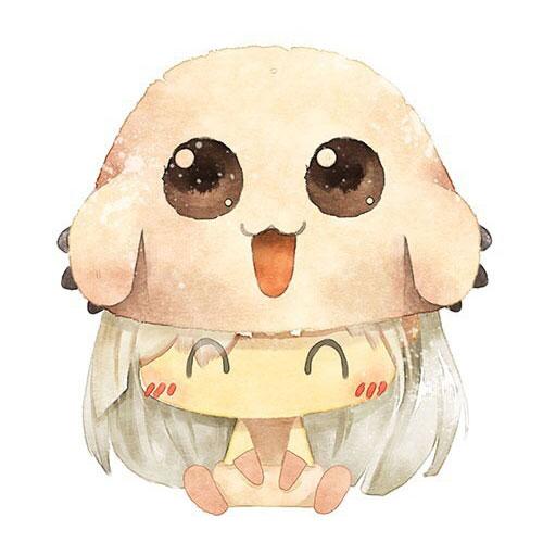 数码宝贝情侣头像女用：戴着年糕兽帽子的女孩