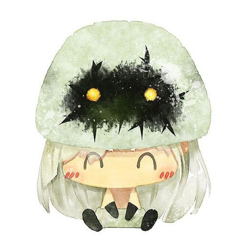 数码宝贝情侣头像女用：戴着黑球兽帽子的女孩