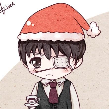 黑发喰种金木研/佐佐木琲世戴着圣诞帽头像