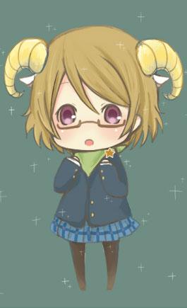 长着角的戴着眼镜的小泉花阳摩羯座头像