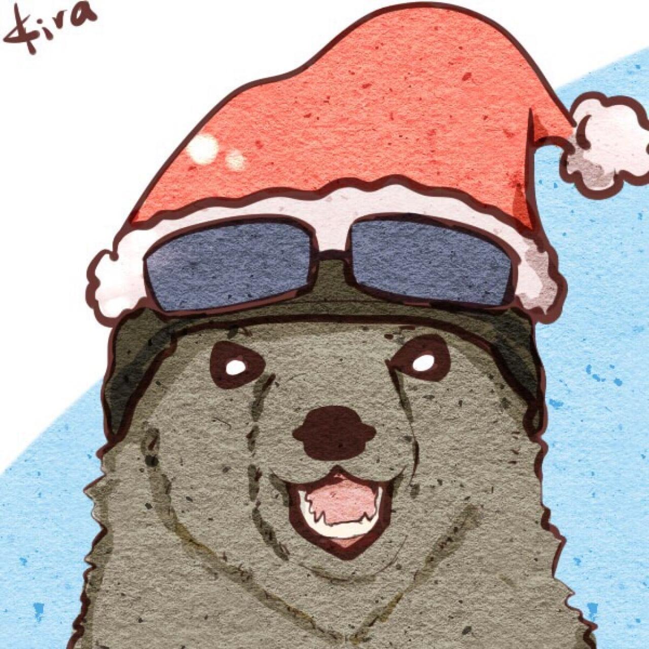 《白熊咖啡馆》灰熊戴着圣诞帽头像