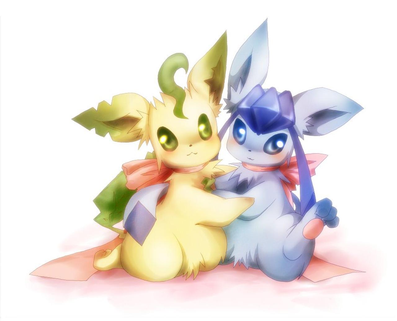 叶精灵和雷精灵贴在一起的头像