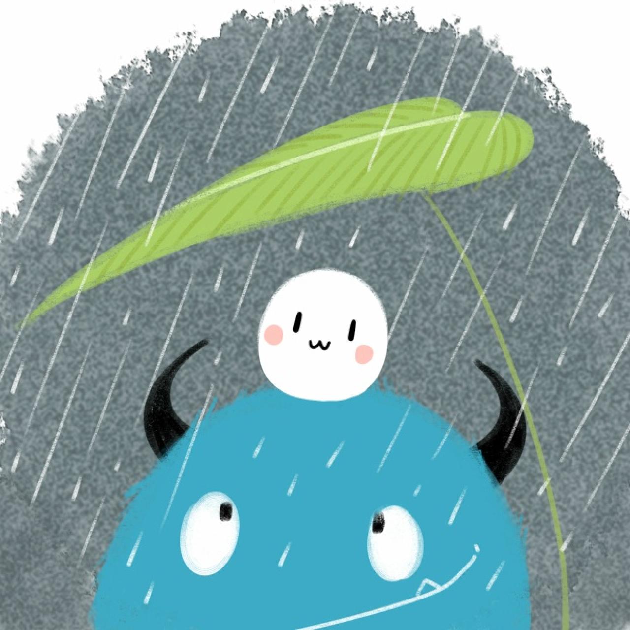 为他人用草打着伞的外星人头像