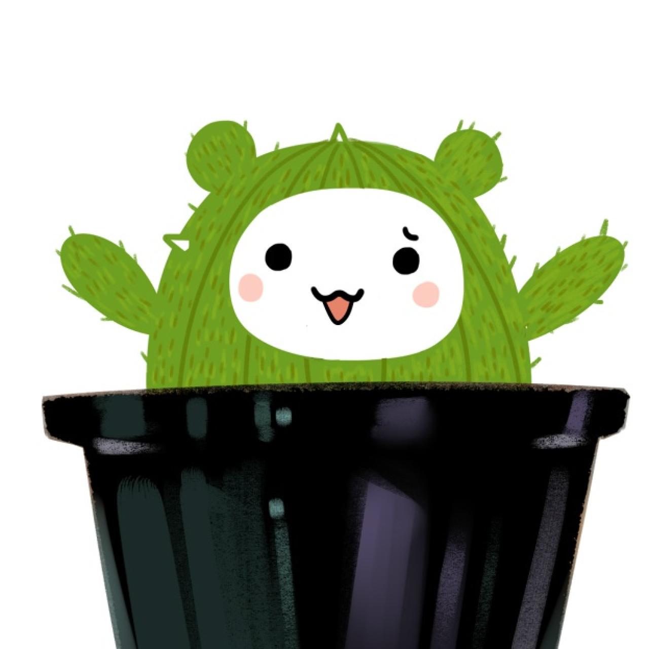 坐在盆里的仙人掌头像