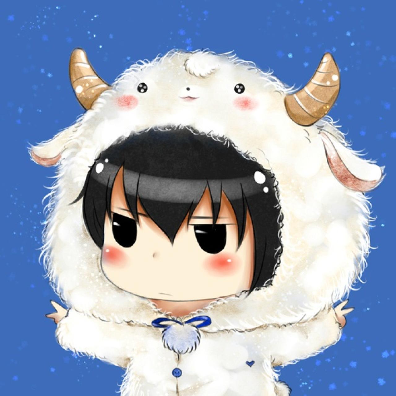 吴邪双臂展开作V手势扮成山羊的头像