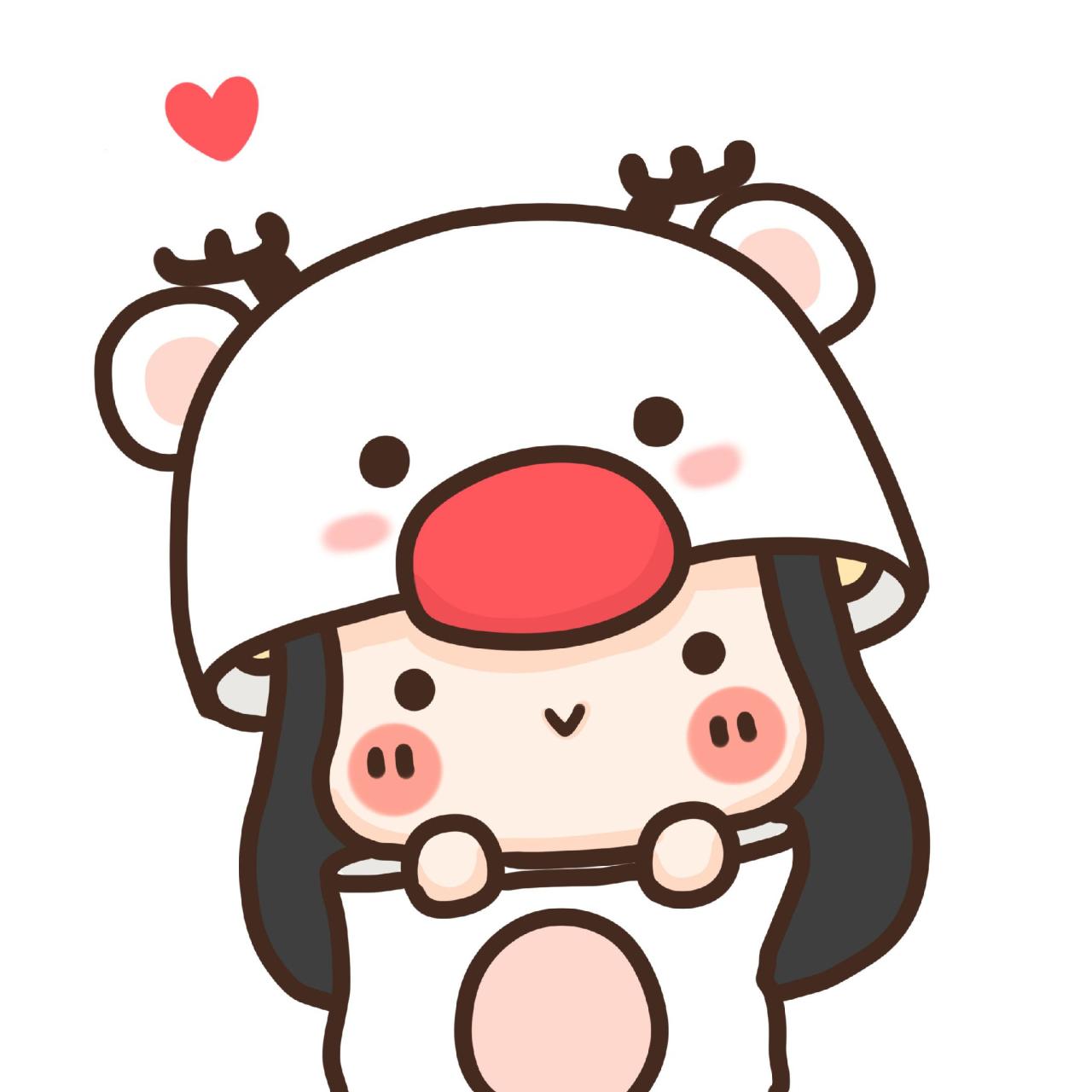 情侣头像女用：套着白色麋鹿装的女孩头像