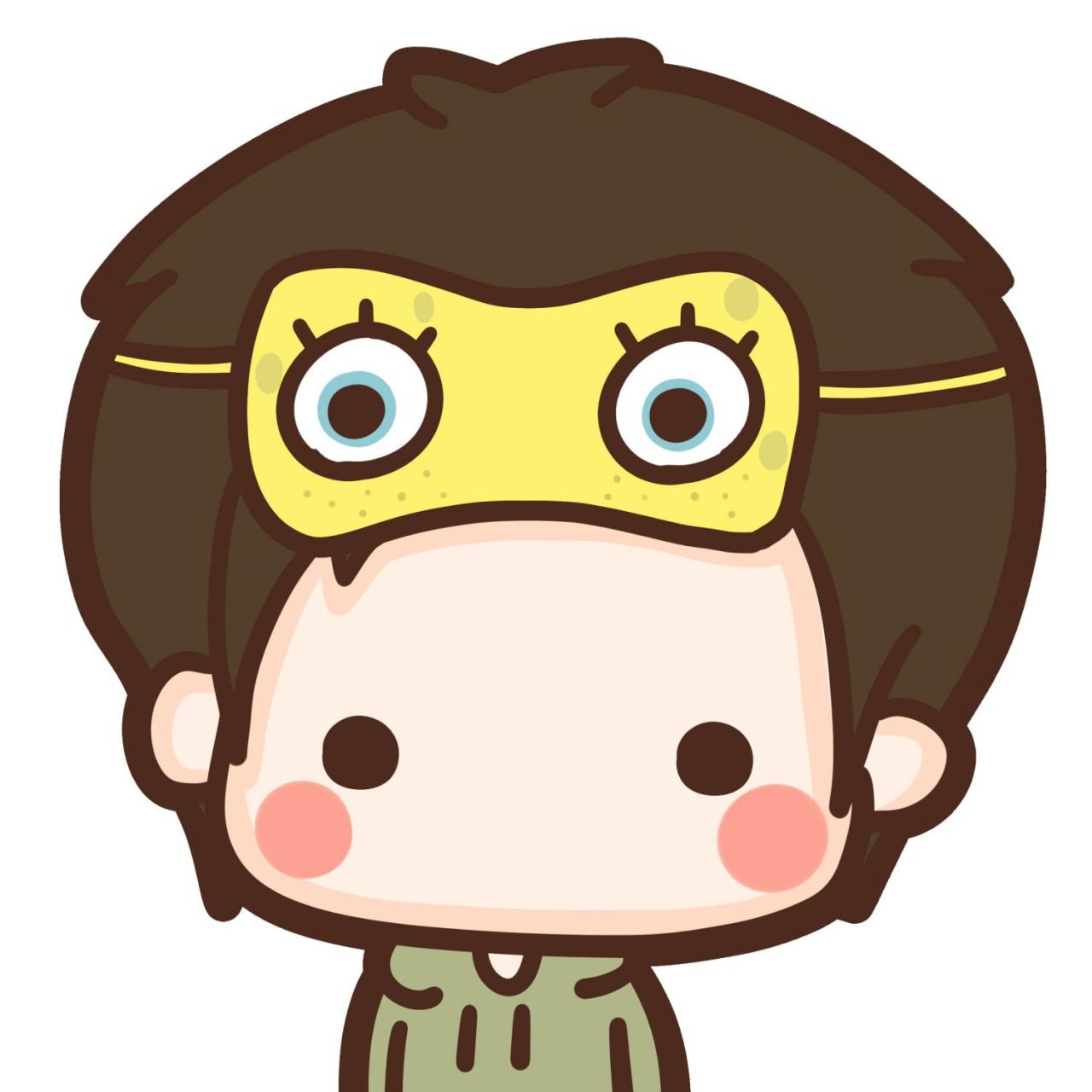 情侣头像男用：戴着海绵宝宝眼罩的男孩