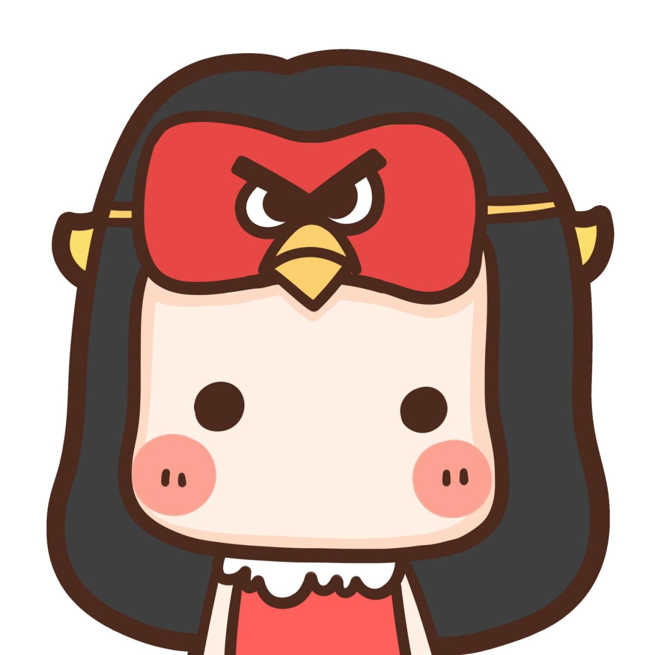 情侣头像女用：戴着愤怒的小鸟眼罩的女孩