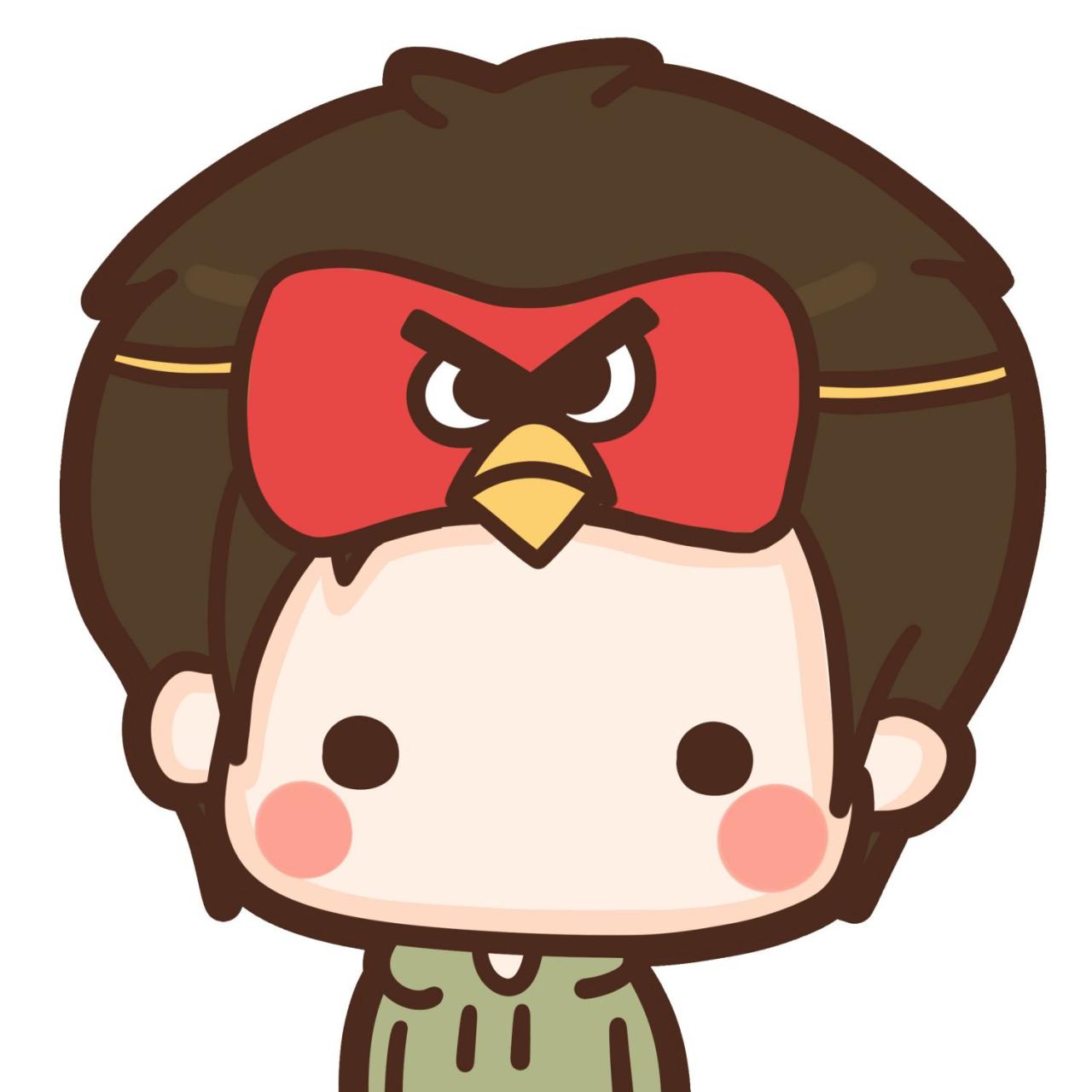 情侣头像男用：戴着愤怒的小鸟眼罩的男孩