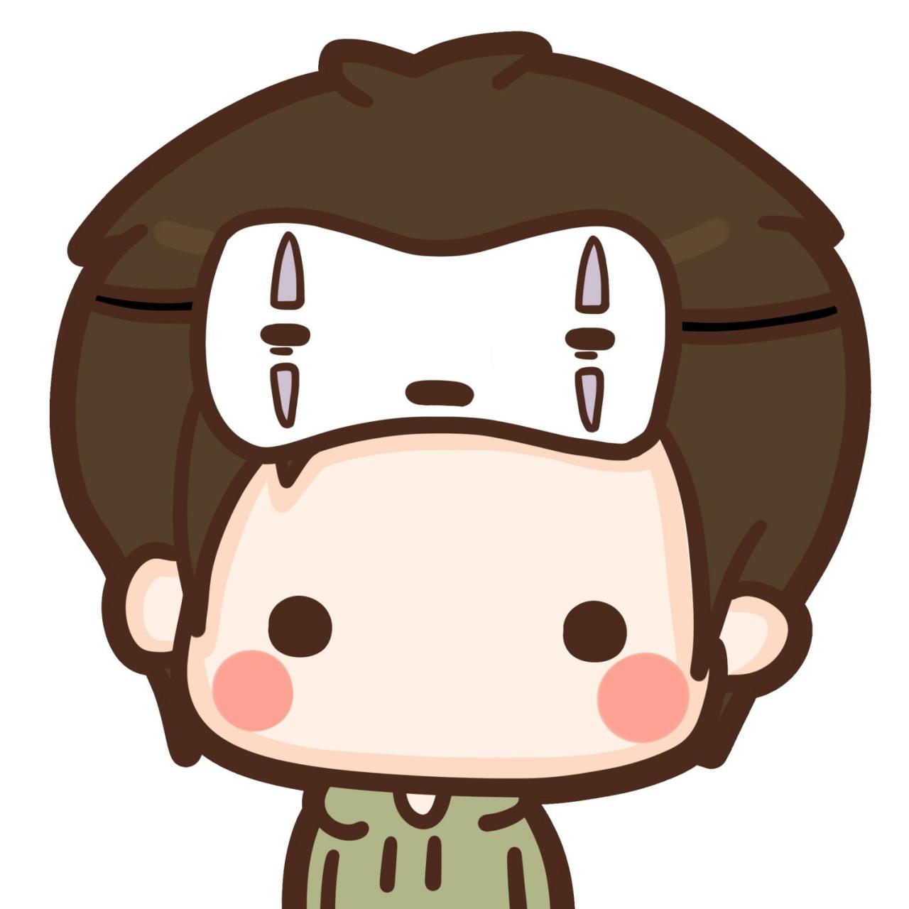 情侣头像男用：戴着无脸男眼罩的男孩