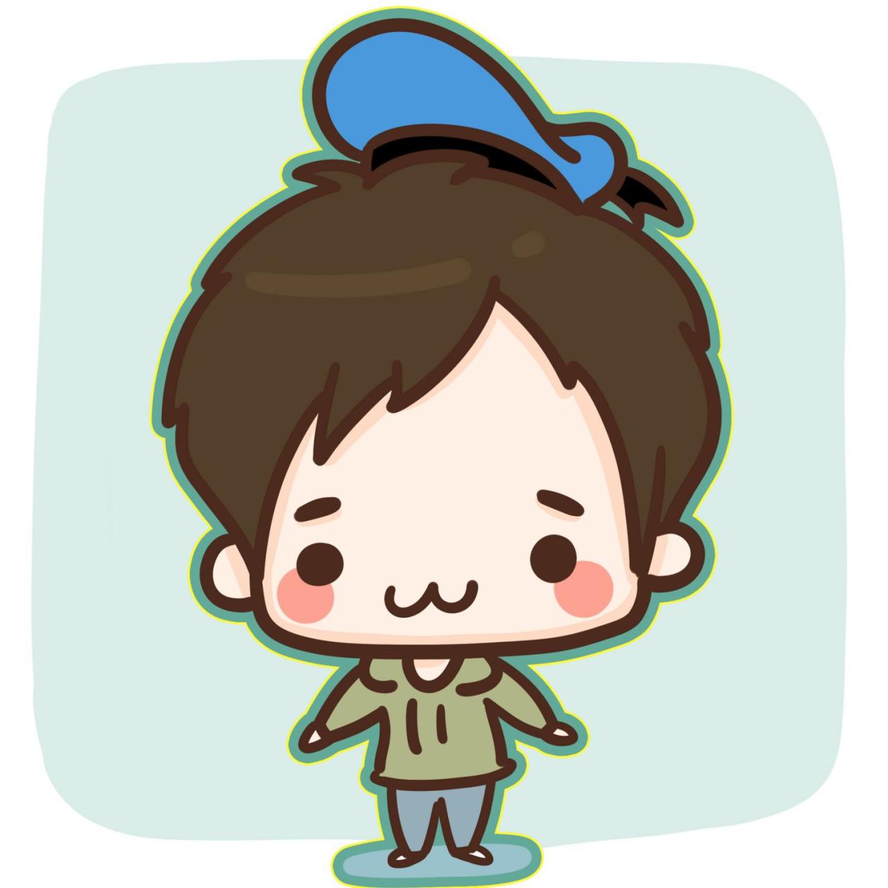 情侣头像男用：戴着蓝色帽子的男孩